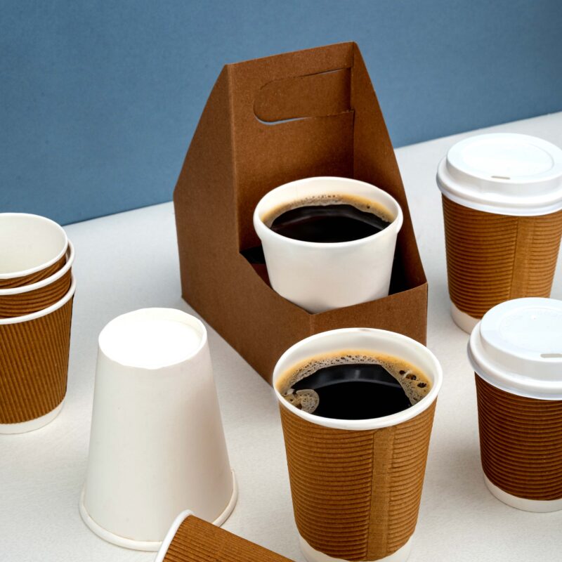 Coffee cups, coffee cup lids, Milk shake glasses, and Cup holders