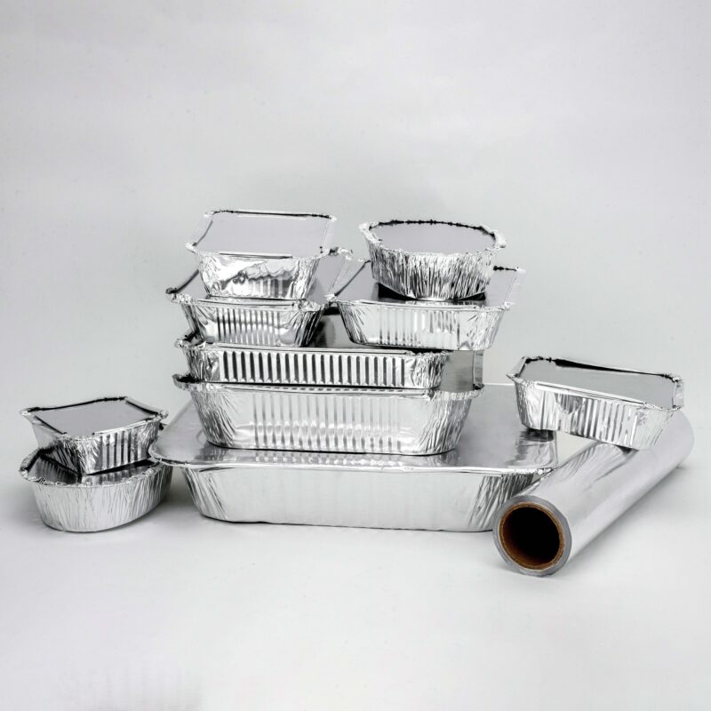 Aluminum foil containers, Aluminum foil rolls and shrink film